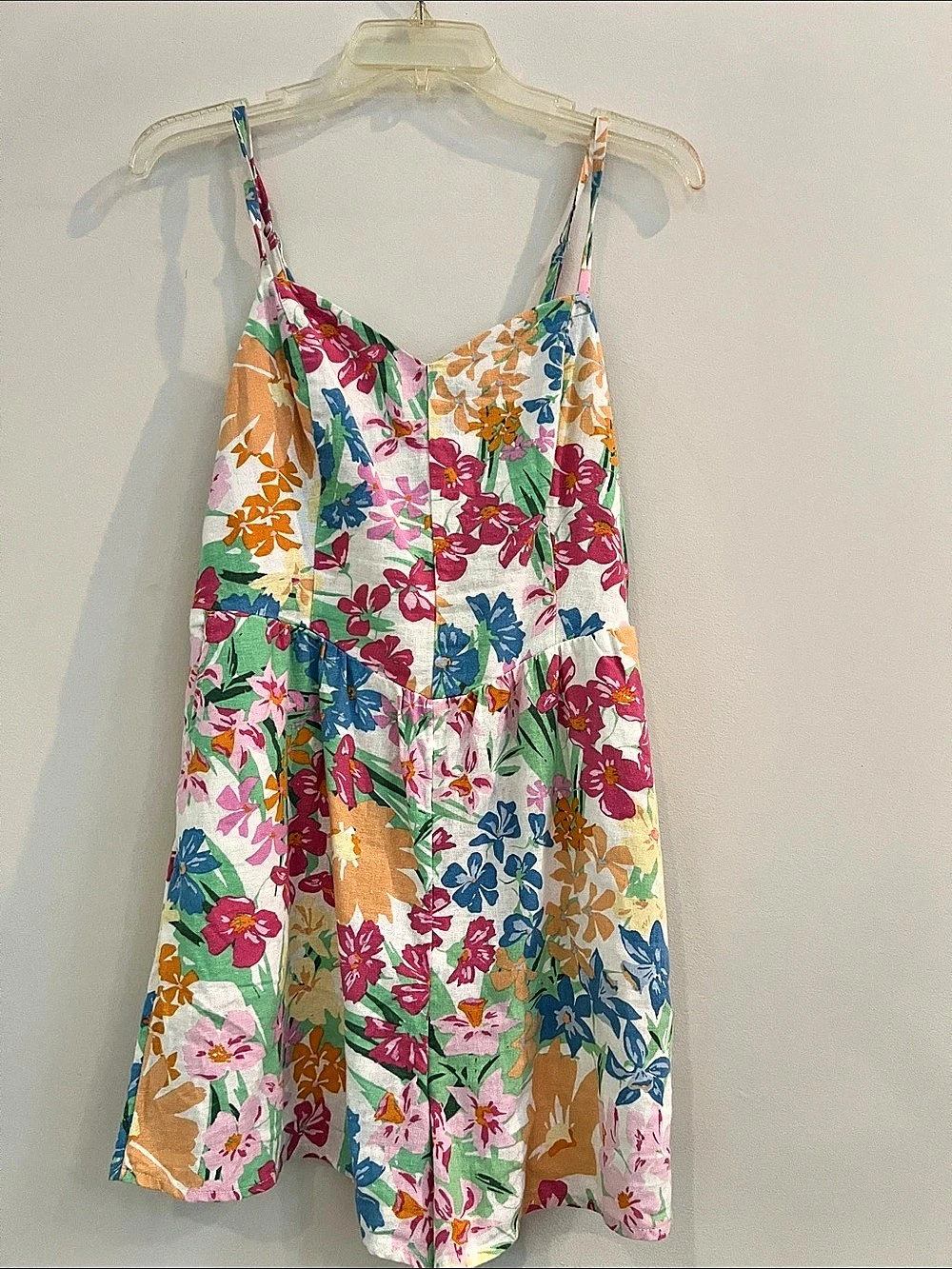 Old Navy Floral Mini Romper in Pink & Green Size Medium